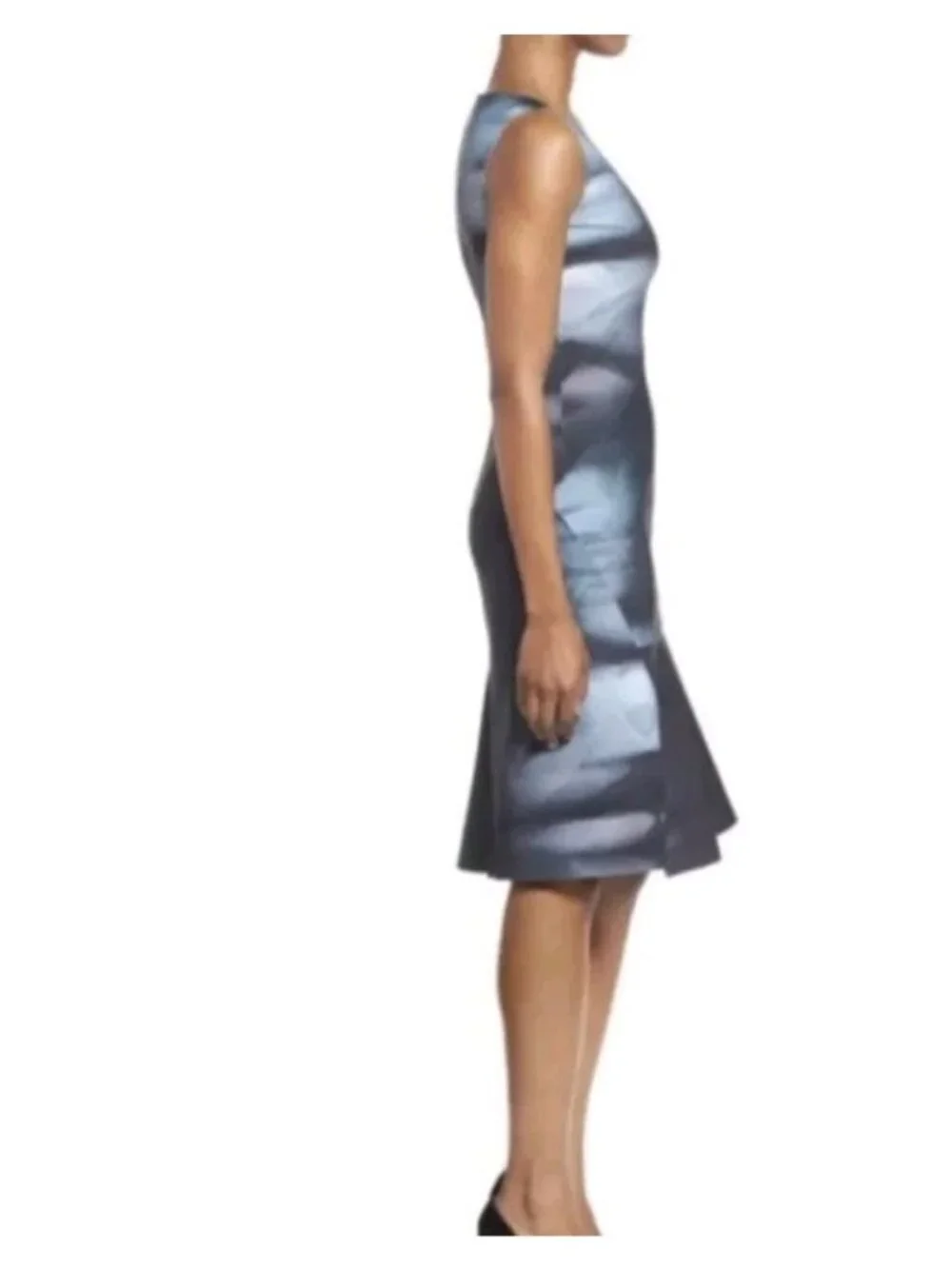 Elie Tahari Jadyn Dress Size 4 Neoprene Floral Asymmetrical Hem Raw Seams NWT - Picture 2 of 6